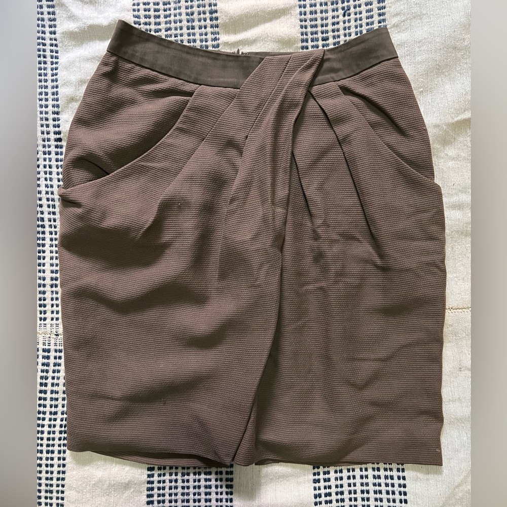 Anthropologie Olive Green Origami Mini Skirt with Pockets Size 0